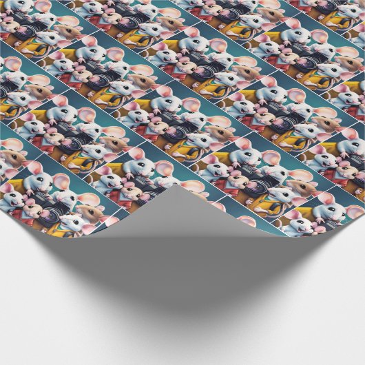 Mäuse mit Kamera Geschenkpapier (Ecke)