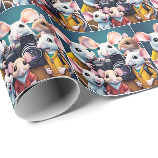 Mäuse mit Kamera Geschenkpapier (Rolleneckpunkt)