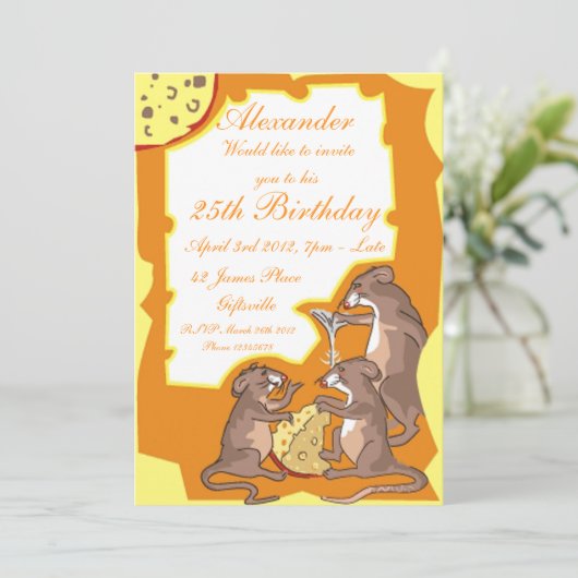 Mäuse mit Party Einladung (Stehend Vorderseite)