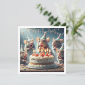 Mäuse mit Party-Hüten, Einladung zum Geburtstag de (Stehend Vorderseite)