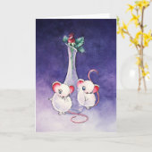 Mäuse mit Rose Karte (Gelbe Blume)