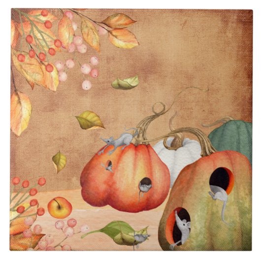 Mäuse Mouse Erntedank Illustration Fliese (Vorderseite)
