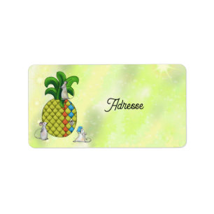 Mäuse nähen Ananas Adressaufkleber