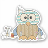 Mäuse nähen Eule Aufkleber (Vorderseite)
