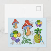 Mäuse nähen kunterbunt postkarte (Vorne/Hinten)