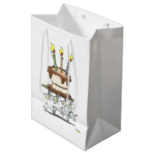 Mäuse-Parade mit Geburtstagskuchen Mittlere Geschenktüte