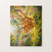 Mäuse reiten auf einer Katze durch den Garten Puzzle (Vertikal)