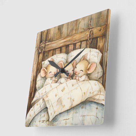 Mäuse-Uhr Quadratische Wanduhr (Winkel)