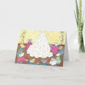Mäuse um einen Käse Weihnachtsbaum Feiertagskarte