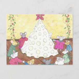 Mäuse um einen Käse Weihnachtsbaum Feiertagspostkarte