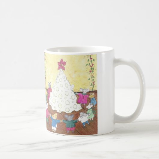 Mäuse um einen Käse Weihnachtsbaum Kaffeetasse (Rechts)