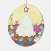 Mäuse um einen Käse Weihnachtsbaum Keramik Ornament (Links)