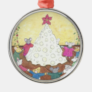 Mäuse um einen Käse Weihnachtsbaum Silbernes Ornament