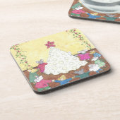 Mäuse um einen Käse Weihnachtsbaum Untersetzer (Linke Seite)