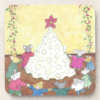 Mäuse um einen Käse Weihnachtsbaum Untersetzer