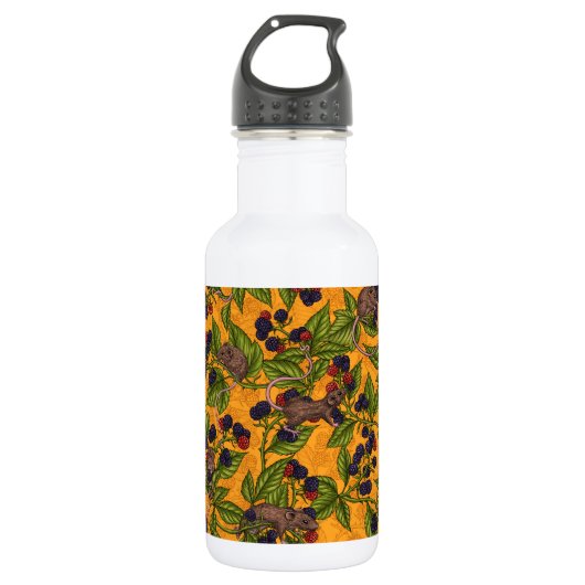 Mäuse und BlackBerry auf gelb Edelstahlflasche (Vorderseite)