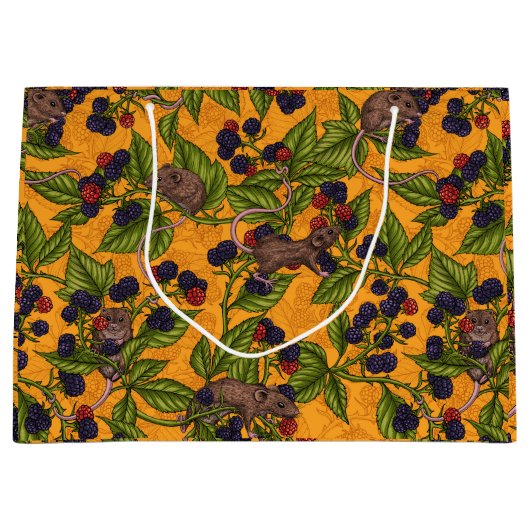 Mäuse und BlackBerry auf gelb Große Geschenktüte (Vorderseite)