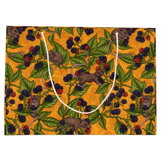 Mäuse und BlackBerry auf gelb Große Geschenktüte (Rückseite)