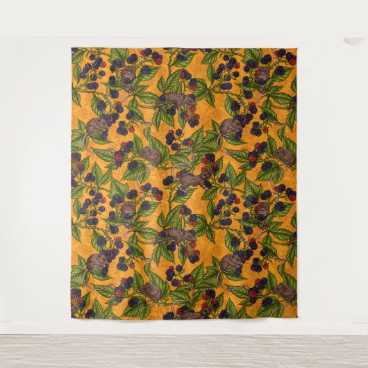 Mäuse und BlackBerry auf orangefarbenen Tapisserie Wandteppich (Vorderseite)