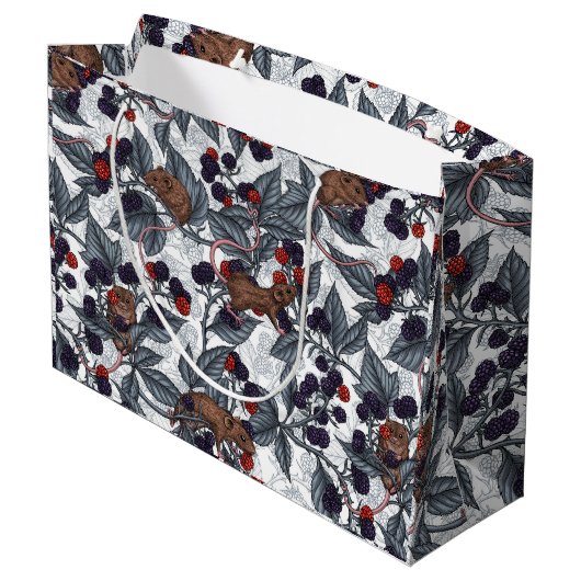 Mäuse und BlackBerry auf weiß Große Geschenktüte (Rückseite Schrägansicht)