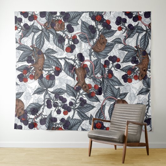 Mäuse und BlackBerry auf weiß Wandteppich (Beispiel (Horizontal))