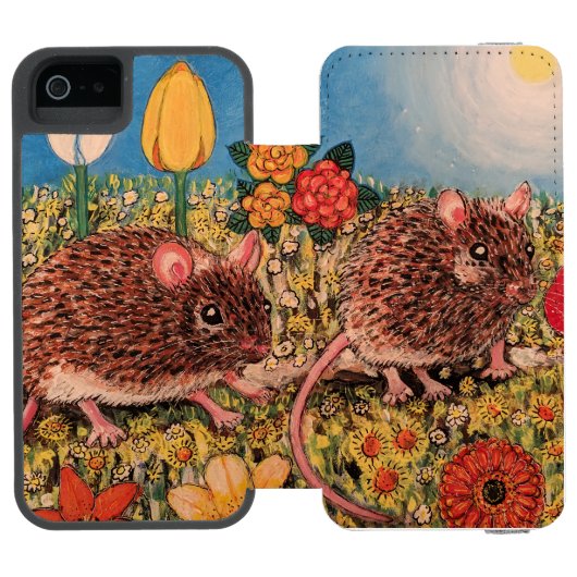 Mäuse und Blumen iPhone 6 Wallet Case Incipio iPhone Geldbeutel-Hülle (Folio Geöffnet)