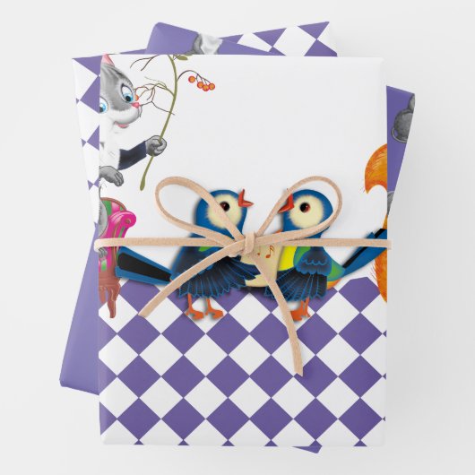 Mäuse und Eichhörnchen spielen ein Konzert Geschenkpapier Set (Beispiel)