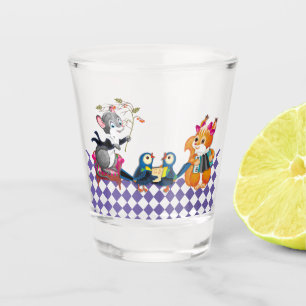 Mäuse und Eichhörnchen spielen ein Konzert Schnapsglas