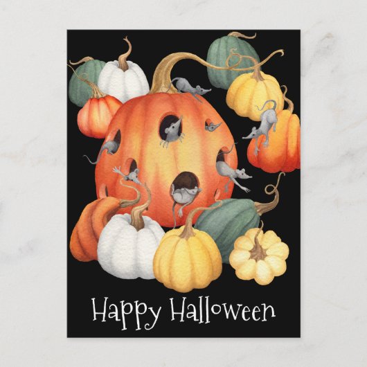 Mäuse und Kürbiskins Halloween Postkarte (Vorderseite)