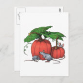 Mäuse und Pumpkins: Niedliche Herbstszene: Kunst Postkarte (Vorne/Hinten)