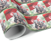 Mäuse unter einem roten Schirm Geschenkpapier (Rolleneckpunkt)