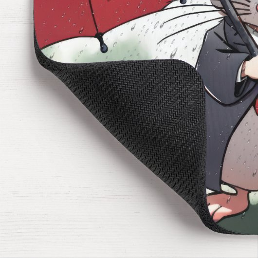 Mäuse unter einem roten Schirm Mousepad (Ecke)