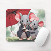 Mäuse unter einem roten Schirm Mousepad (Mit Mouse)
