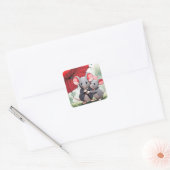 Mäuse unter einem roten Schirm Quadratischer Aufkleber (Umschlag)