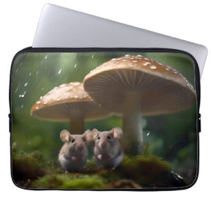 Mäuse unter Pilzen, die vor Regen schelfen, Laptopschutzhülle