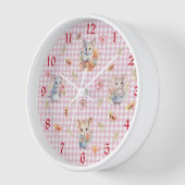 Mäuse verzaubern auf rosa Gingham Karo Wall Clock Uhr (Winkel)