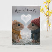 Mäuse zum Valentinstag mit einem frostigen Herzen Karte (Gelbe Blume)