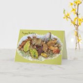 Mäusefamilie im Blätter - alles Gute zum Karte (Gelbe Blume)