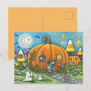 MAUSEHAUS, KLEINE MÄUSE, HALLOWEEN SÜSSIGKEITEN OD POSTKARTE
