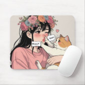 Mauseppich, die junge Frau und ihre Grumpy Cat Mousepad (Mit Mouse)