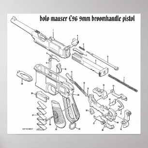 Mauser C96 9mm Broomhandle Poster