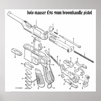Mauser C96 9mm Broomhandle Poster