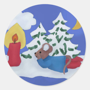 Mäuseweihnachten Runder Aufkleber