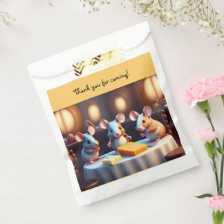 Mausfamilie am Esstisch, Kindergeburtstag Geschenktütchen