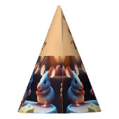 Mausfamilie am Esstisch, Kindergeburtstag Partyhütchen (Rückseite)