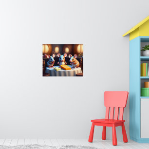 Mausfamilie am Esstisch Poster
