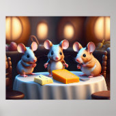 Mausfamilie am Esstisch Poster (Vorne)