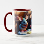 Mausfamilie am Esstisch Tasse (Links)