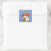 Maushaus Quadratischer Aufkleber (Tasche)
