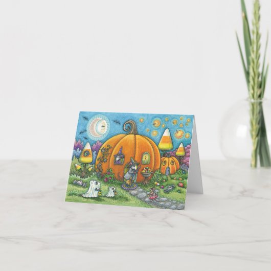 MAUSHAUS & TRICK ODER LECKEREIEN HALLOWEEN NOTENKA KARTE (Vorderseite)